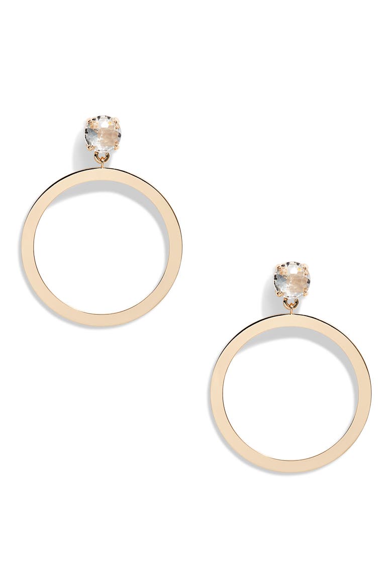Crystal Frontal Hoop Earrings, Main, color, CLEAR- GOLD