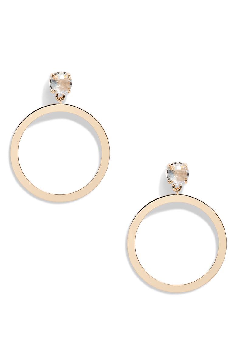 Rachel Parcell Crystal Frontal Hoop Earrings, Main, color, 