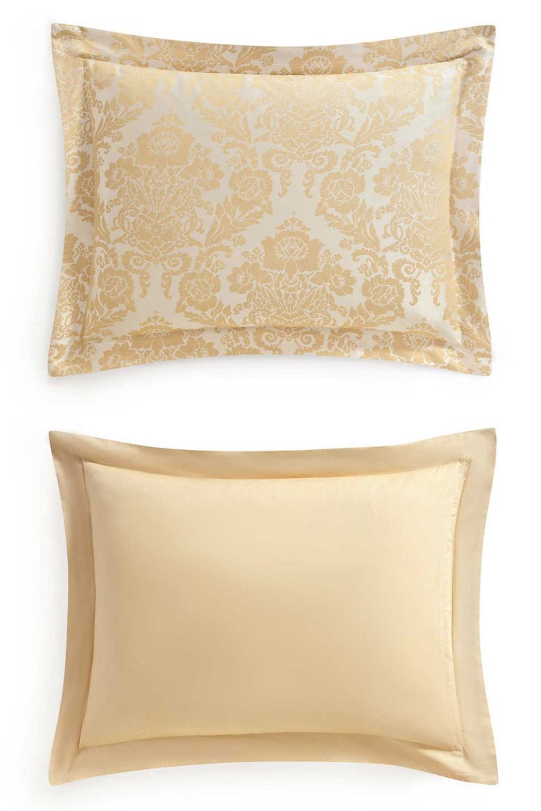 Vintage Damask Cotton Blend Jacquard Duvet Cover Set, Alternate, color, GOLD