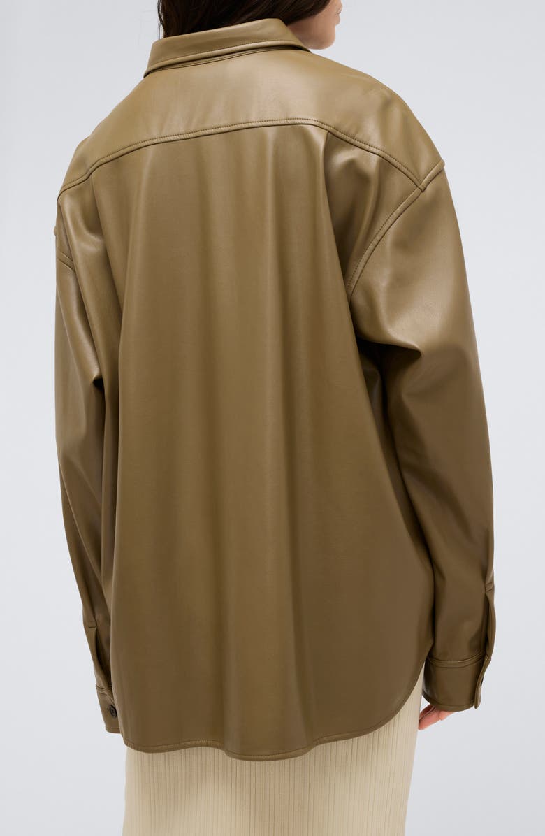 Kenneth Cole Oversized Faux Leather Button-Up Shirt, Alternate, color, 