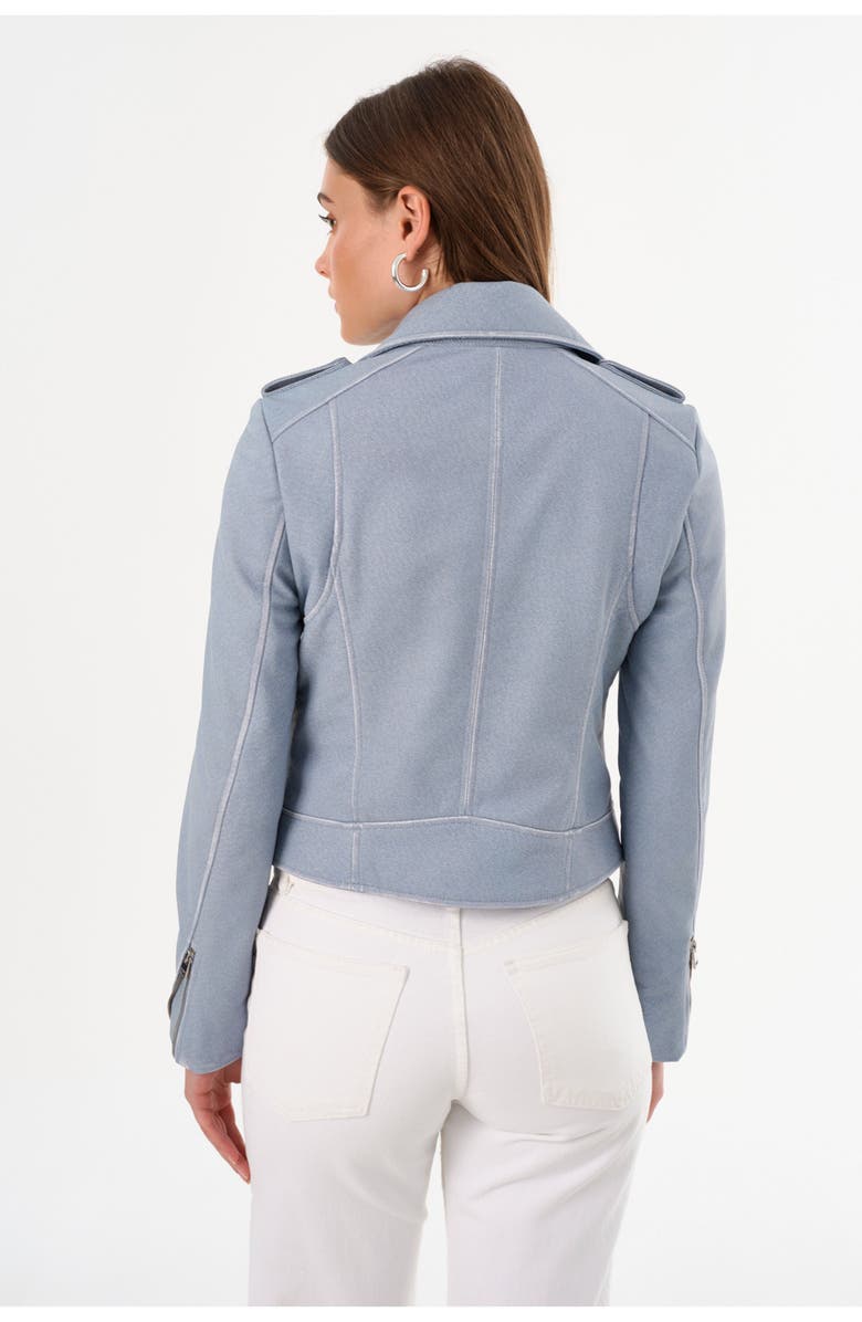 LAMARQUE Donna | Iconic Leather Biker Jacket, Alternate, color, Light Blue Denim
