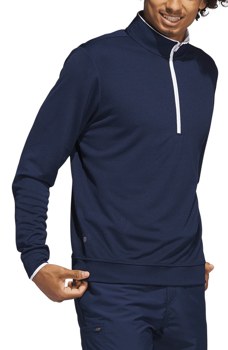 adidas Golf Quarter Zip Recycled Polyester Golf Pullover, Alternate, color,