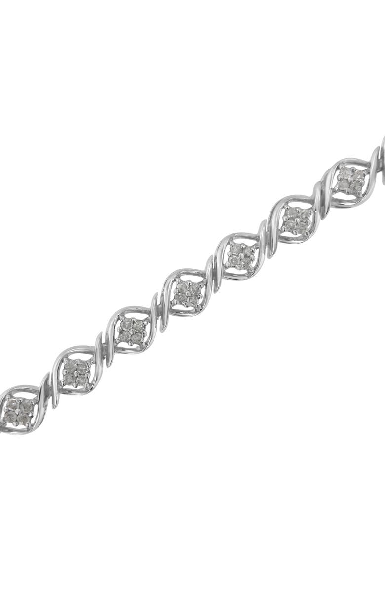 Haus of Brilliance Silver Diamond Cluster Link Bracelet, Alternate, color, White