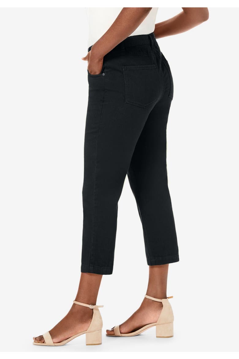 Classic Cotton Denim Capri, Alternate, color, BLACK