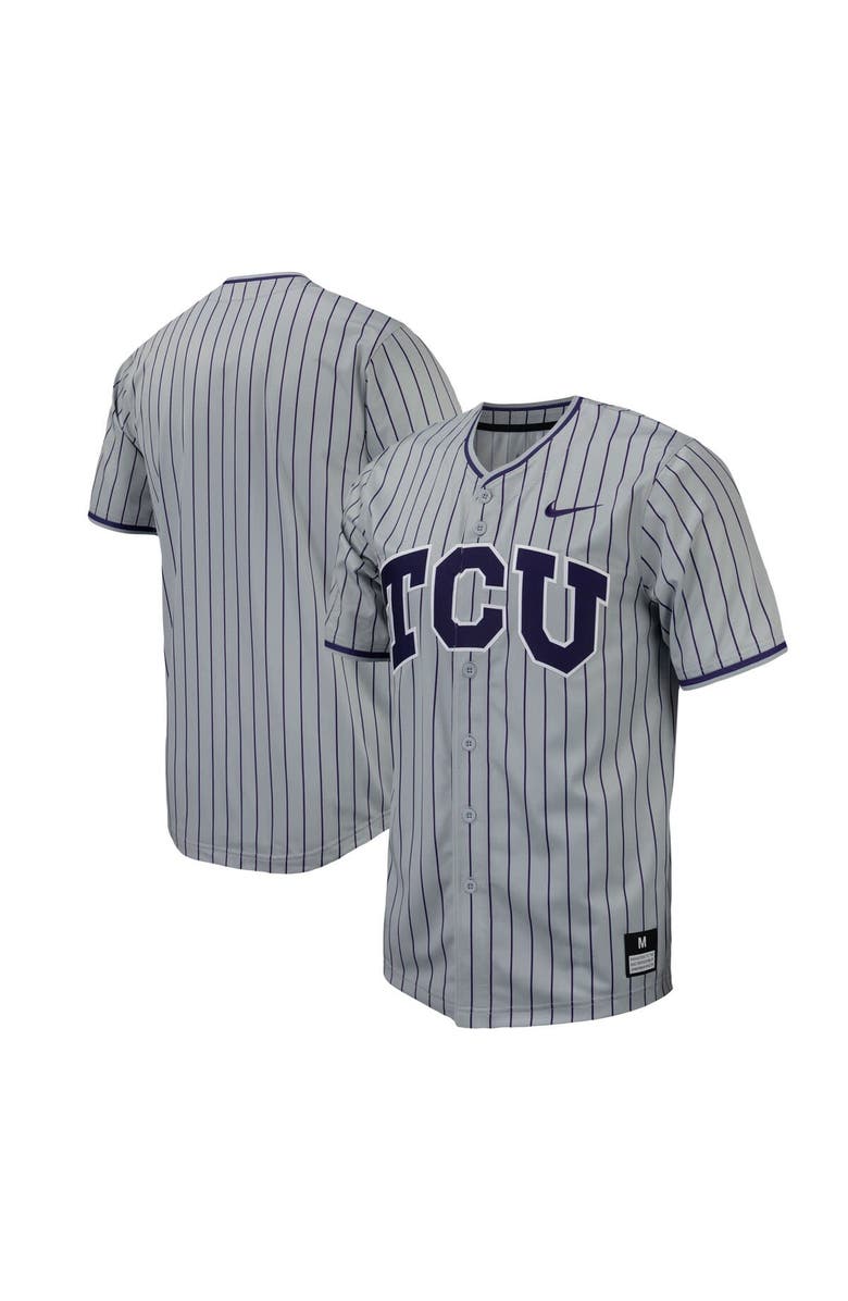 Nike Men's Nike Gray TCU Horned Frogs Pinstripe Replica Baseball Jersey, Alternate, color, Gray