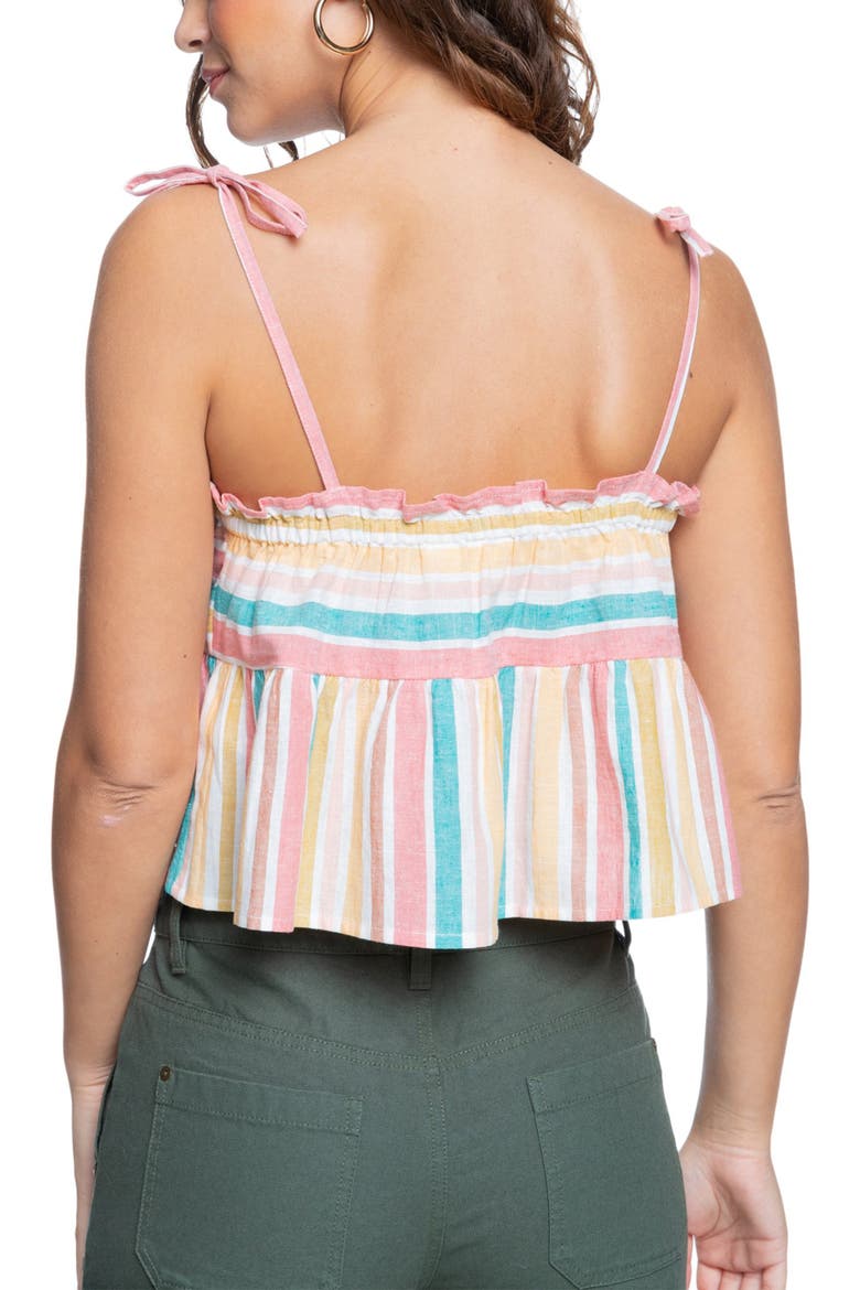 Stripe Cotton & Linen Blend Camisole, Alternate, color, SNOW WHITE ALOHA STRIPE