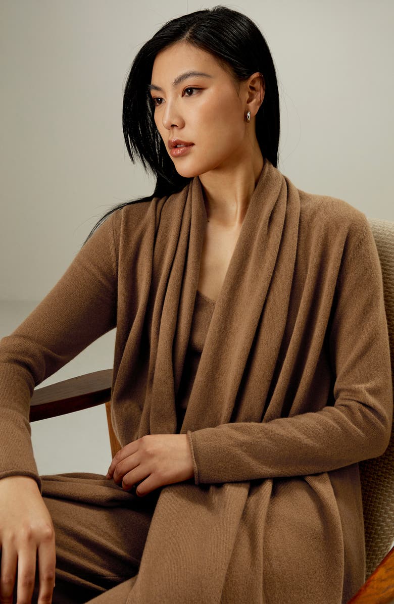 Lilysilk Elegant Pile Collar Open Cardigan for Women, Alternate, color, Toffee