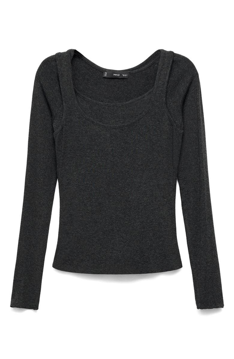 MANGO Layered Sweater, Alternate, color, Dark Heather Grey