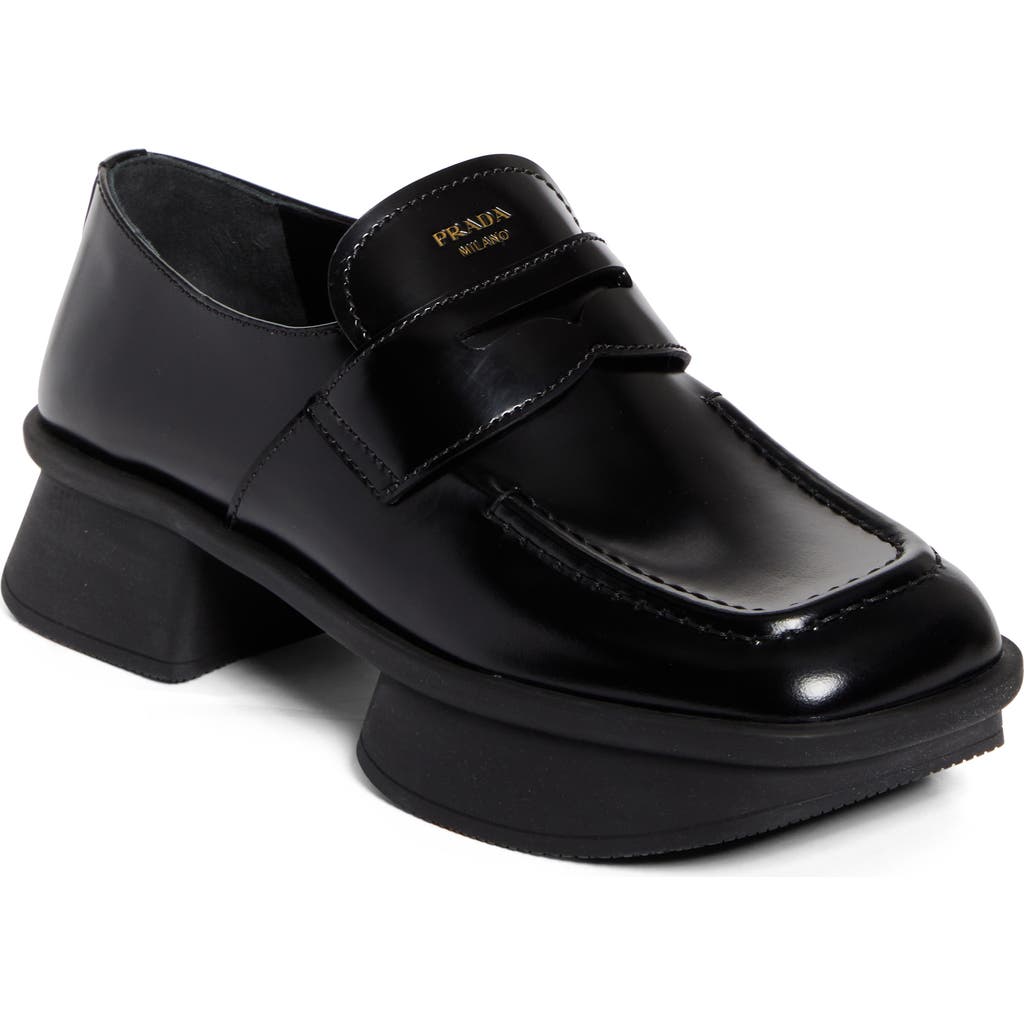 Prada Re-edition 1999 Equal Platform Penny Loafer In Black