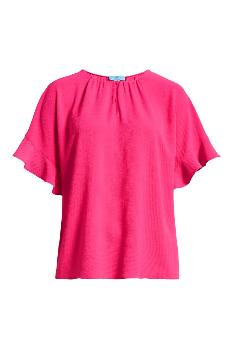 Ruffle Sleeve Crepe Blouse, Alternate, color, BRIGHT ROSE