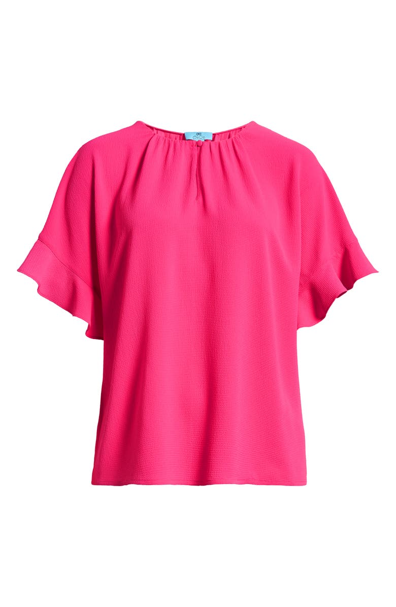 CeCe Ruffle Sleeve Crepe Blouse, Alternate, color, Bright Rose