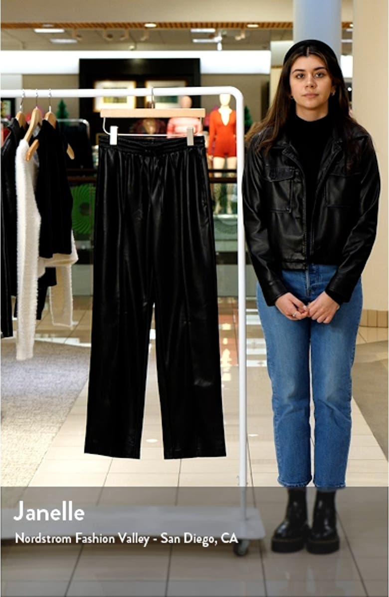 Drawstring Waist Wide Leg Faux Leather Pants, sales video thumbnail