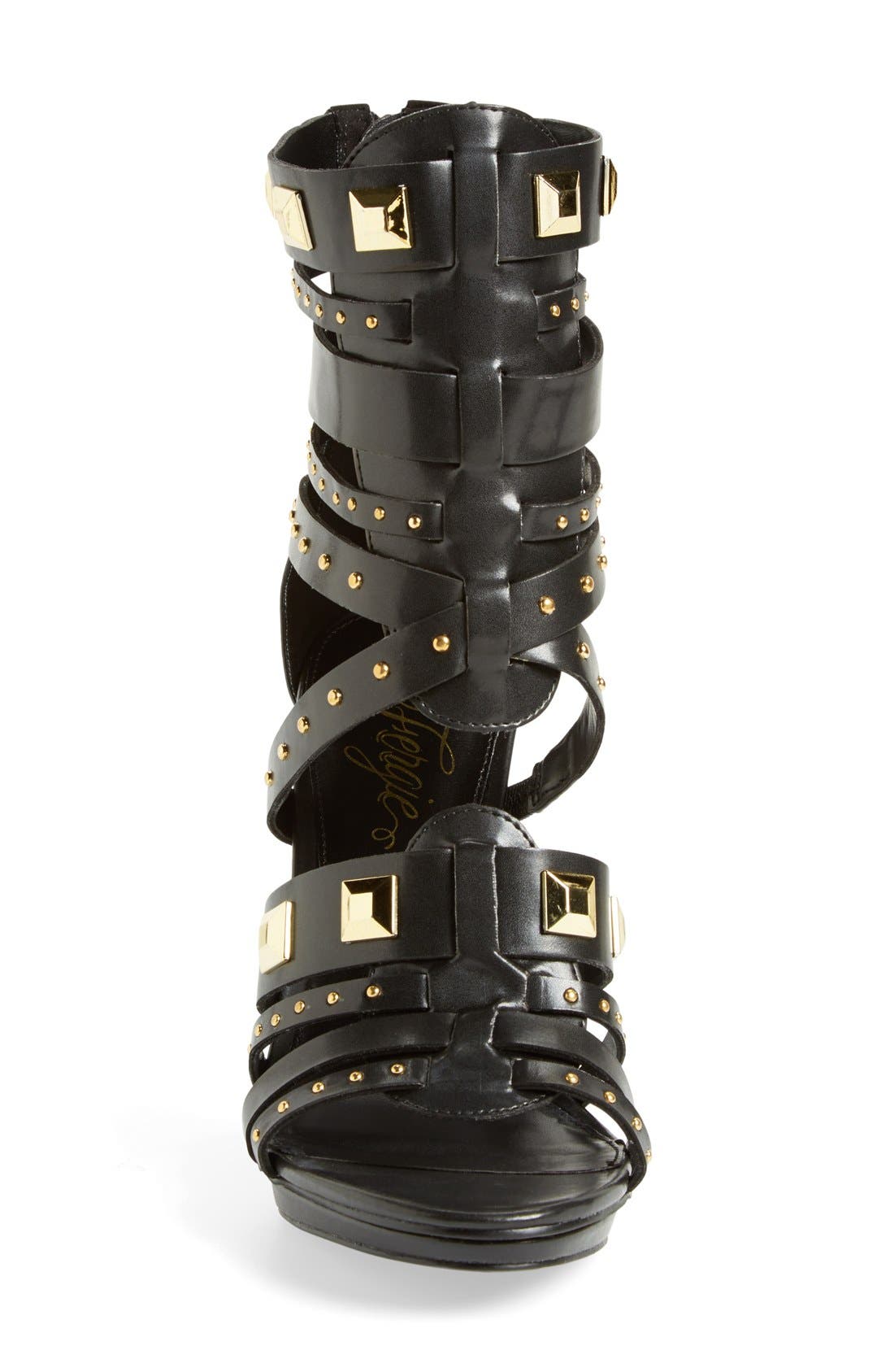 'Bonnie' Studded Strappy Sandal, Alternate, color, BLACK