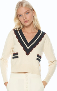 Alexia Admor Arden Deep V Contrast Trim Cardigan