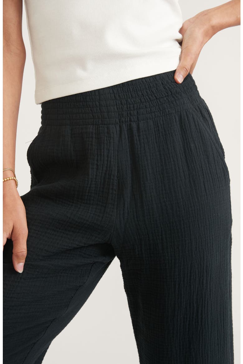 Corinne Wide Leg Double Cloth Cotton Pants, Alternate, color, FADED BLACK