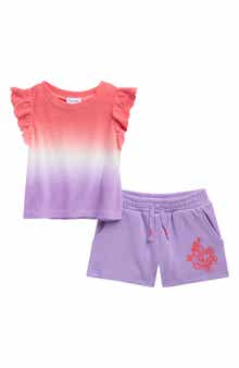 Splendid Dip Dye Ruffle T-Shirt & Shorts Set