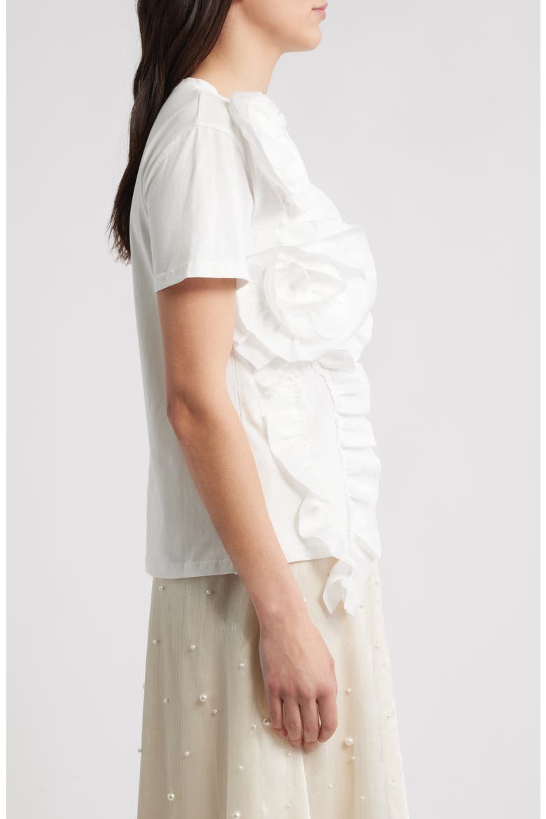 Peony Floral Appliqué Top, Alternate, color, WHITE