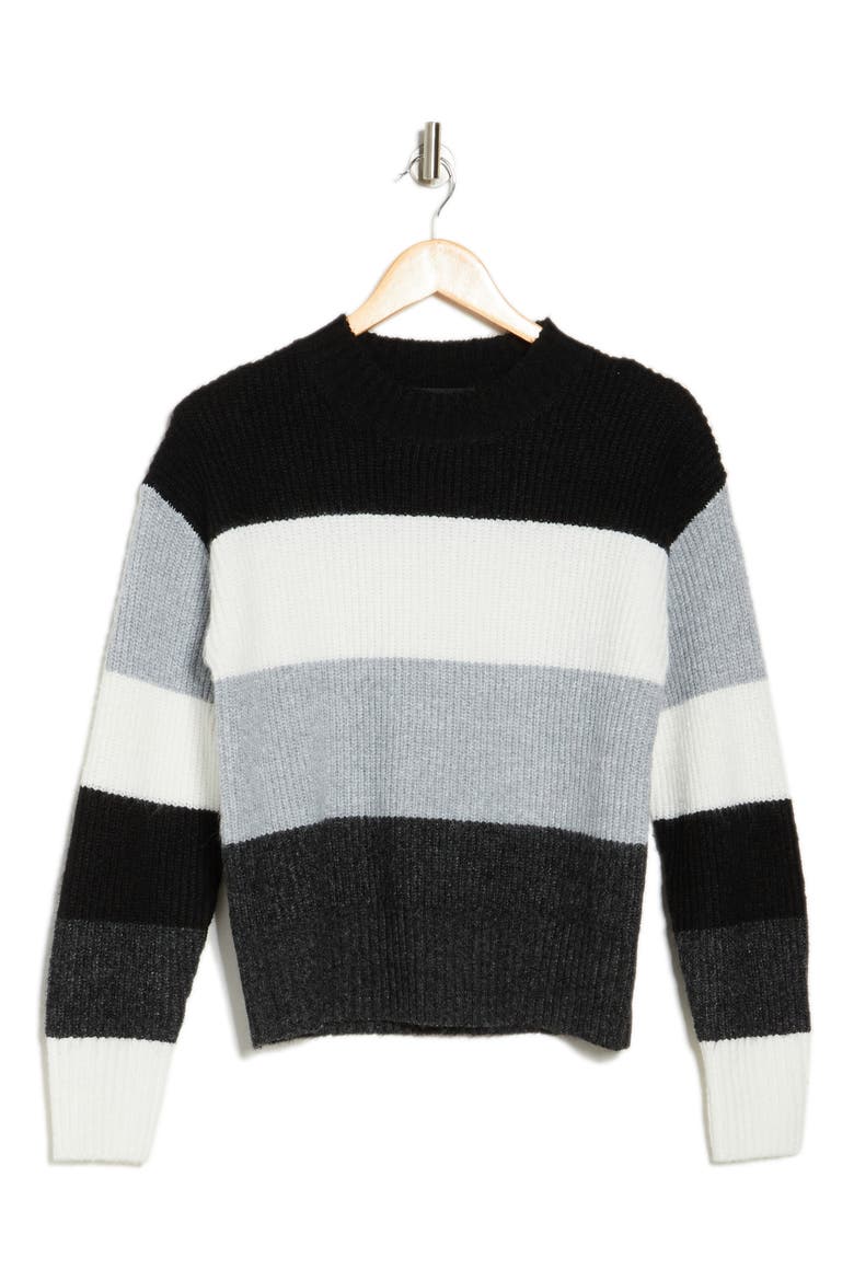Colorblock Stripe Pullover Sweater, Alternate, color, BLACK