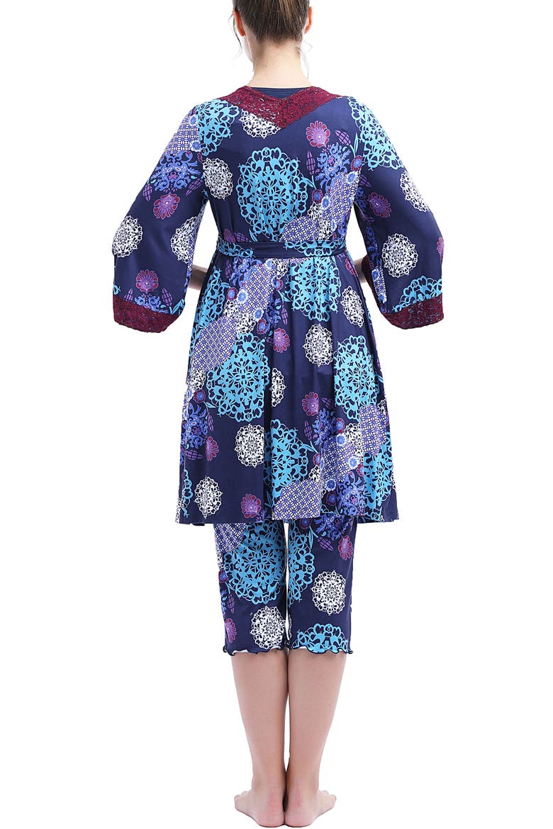 Natalie Maternity Nursing 3-Piece Pajama Set, Alternate, color, Blue