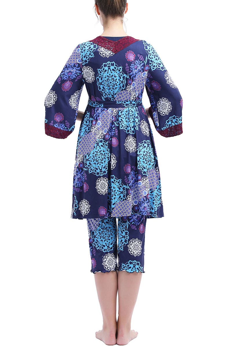 Kimi & Kai Natalie Maternity Nursing 3-Piece Pajama Set, Alternate, color, Blue