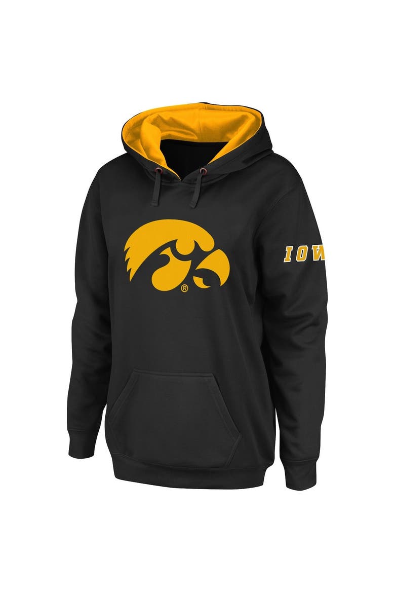 Women's Stadium Athletic Black Iowa Hawkeyes Big Logo Pullover Hoodie, Main, color, Black