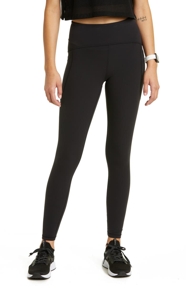 Zella Studio Luxe High Waist Pocket Leggings, Main, color,