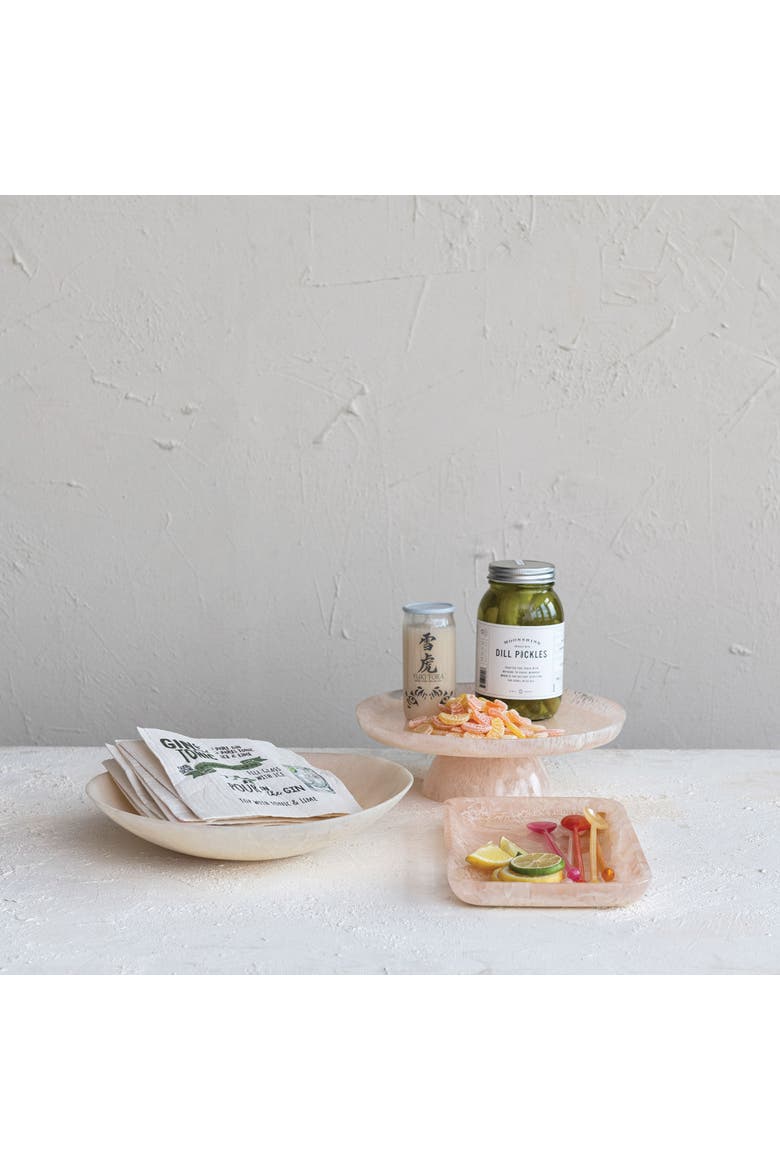Matte Marbled Resin Tray, Blush Pink, Alternate, color, Pink