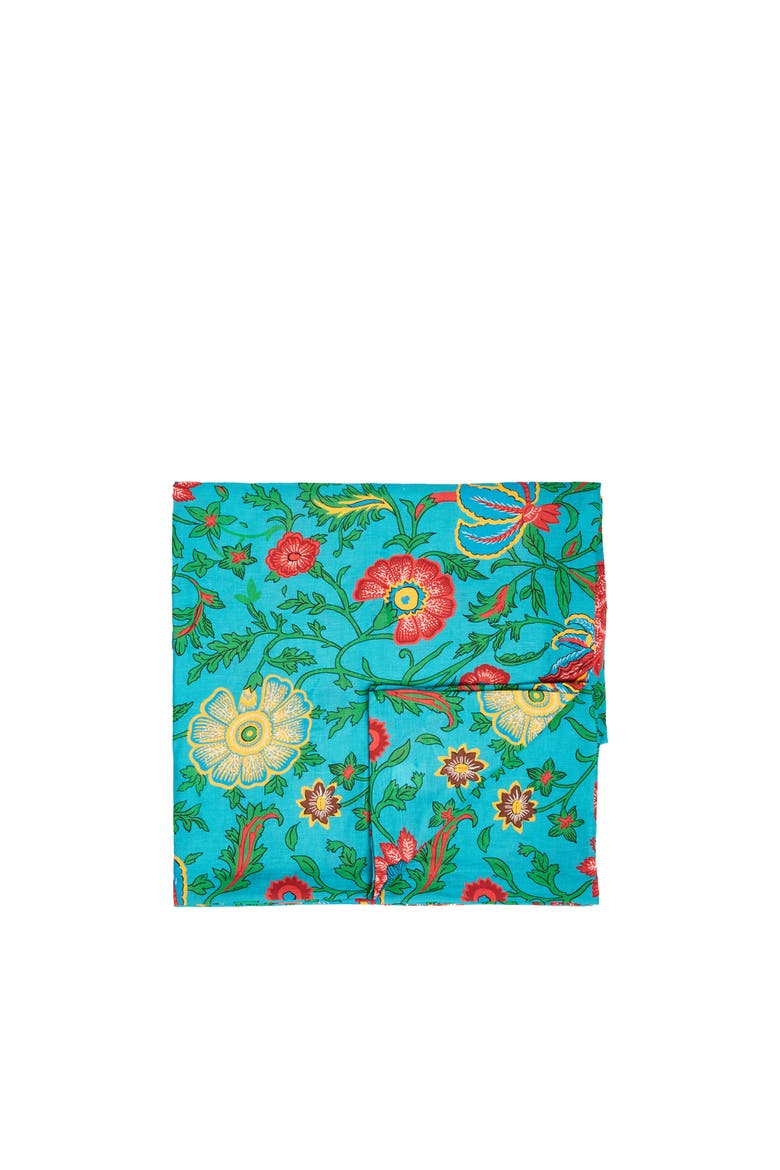 Small Tablecloth (180X180) Dragon Flower Turche Turquoise, Main, color, Dragon Flower Turche Turquoise