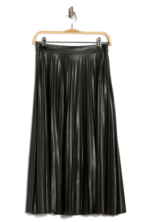 Love Token Carrie Pleated Faux Leather Skirt In Black