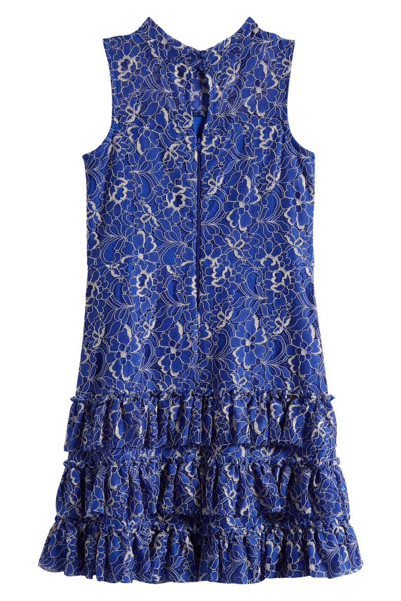 Kids' Lace Ruffle Dress, Alternate, color, ROYAL BLUE