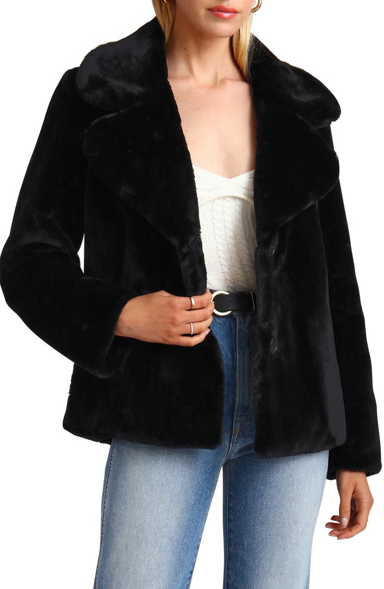 Avec Les Filles Notch Collar Faux Fur Coat, Main, color,