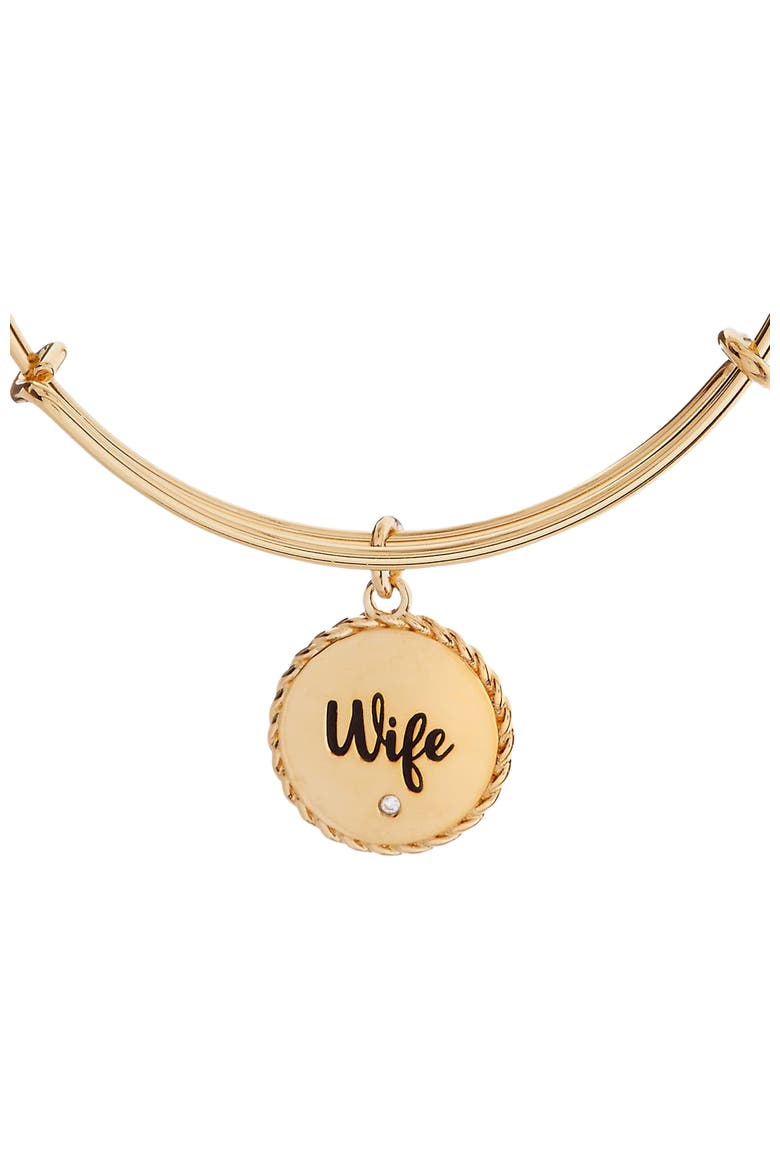 Wife Charm Bangle Bracelet, Alternate, color, Gold