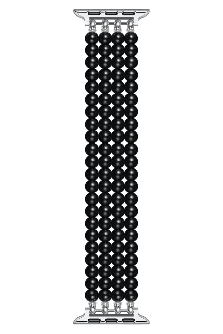 Liz Imitation Pearl Apple Watch® Bracelet Watchband, Main, color, BLACK