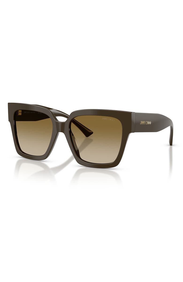 Jimmy Choo 54mm Gradient Square Sunglasses, Alternate, color, Caper Green / Brown Gradient