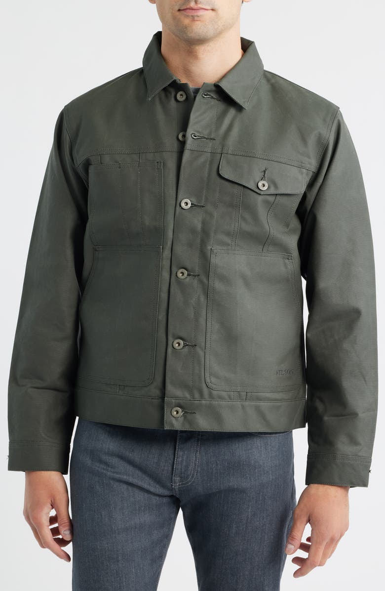 Filson Short Waxed Cotton Cruiser Jacket, Alternate, color, Castor Gray