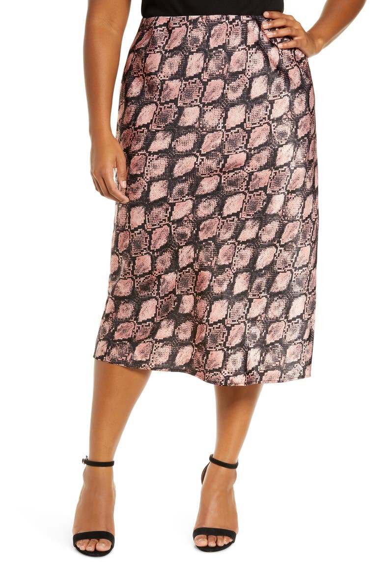 Satin Bias Skirt, Main, color, MAUVE SNAKE