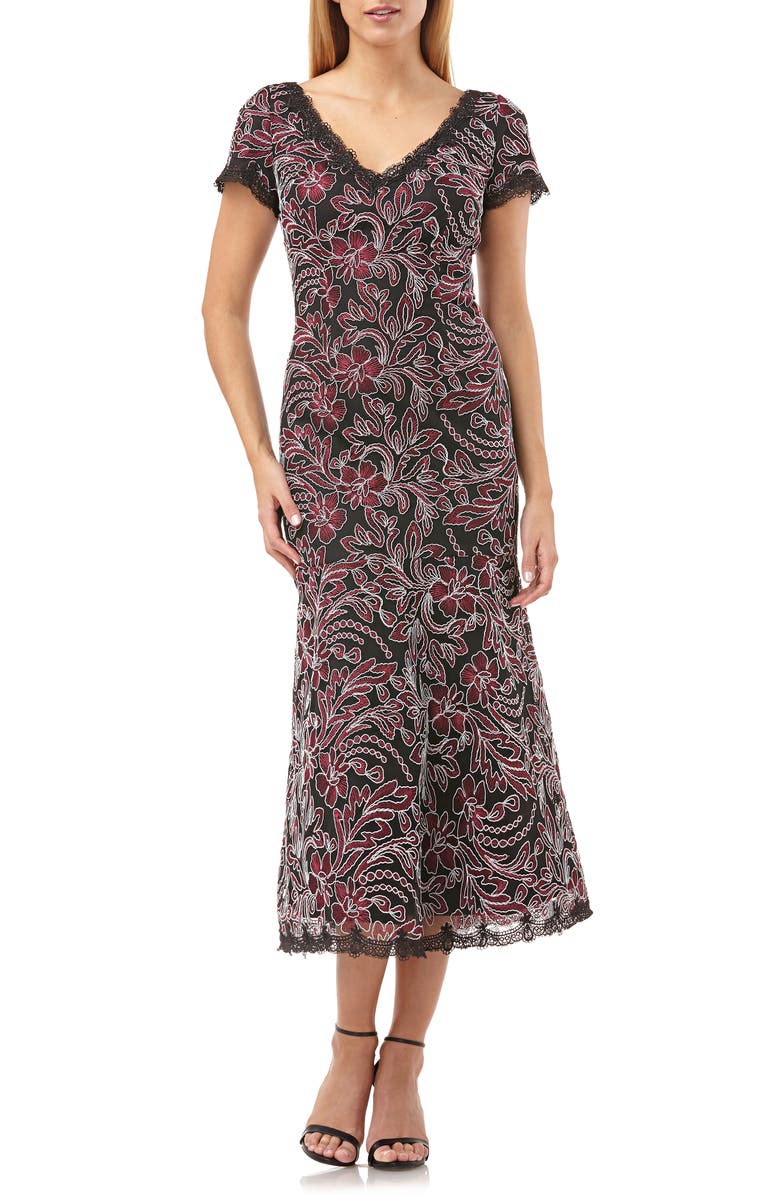 JS Collections Embroidered Mesh Dress, Main, color, 