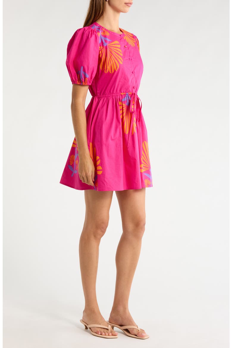 Oreanna Floral Alba Drawstring Waist Cotton Minidress, Alternate, color, FUCHSIA-ORG