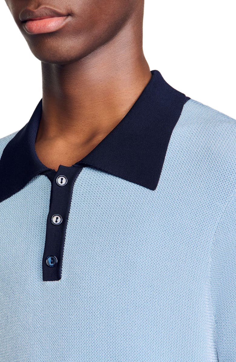 SANDRO Two-tone polo shirt, Alternate, color, Chambray