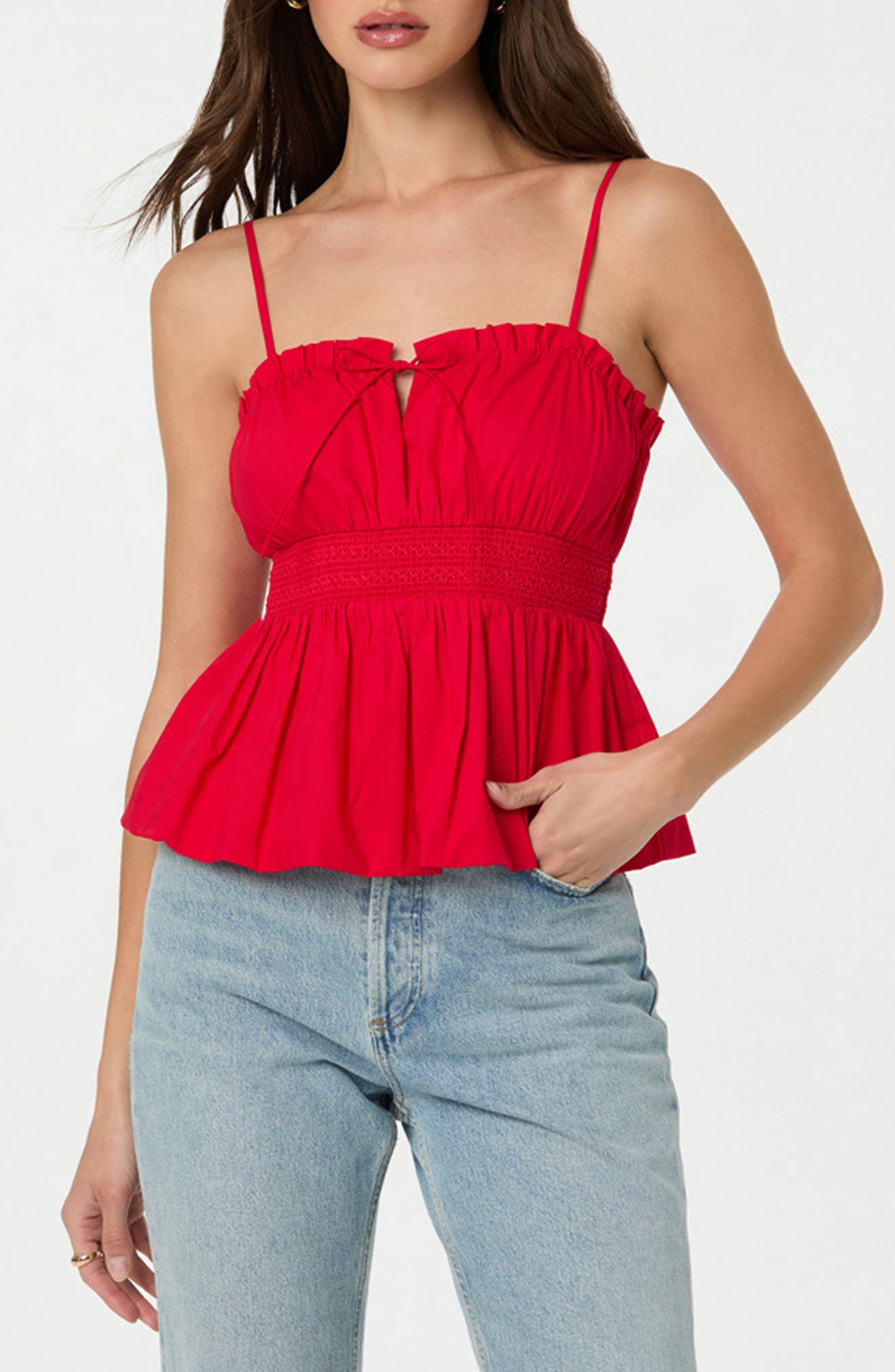 ASTR the Label Bubble Hem Prairie Peplum Camisole