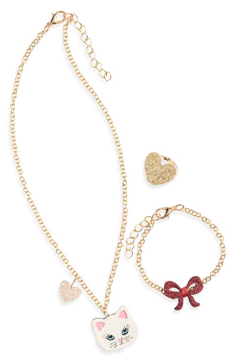 Kids' Kitty Bow 3-Piece Jewelry Set