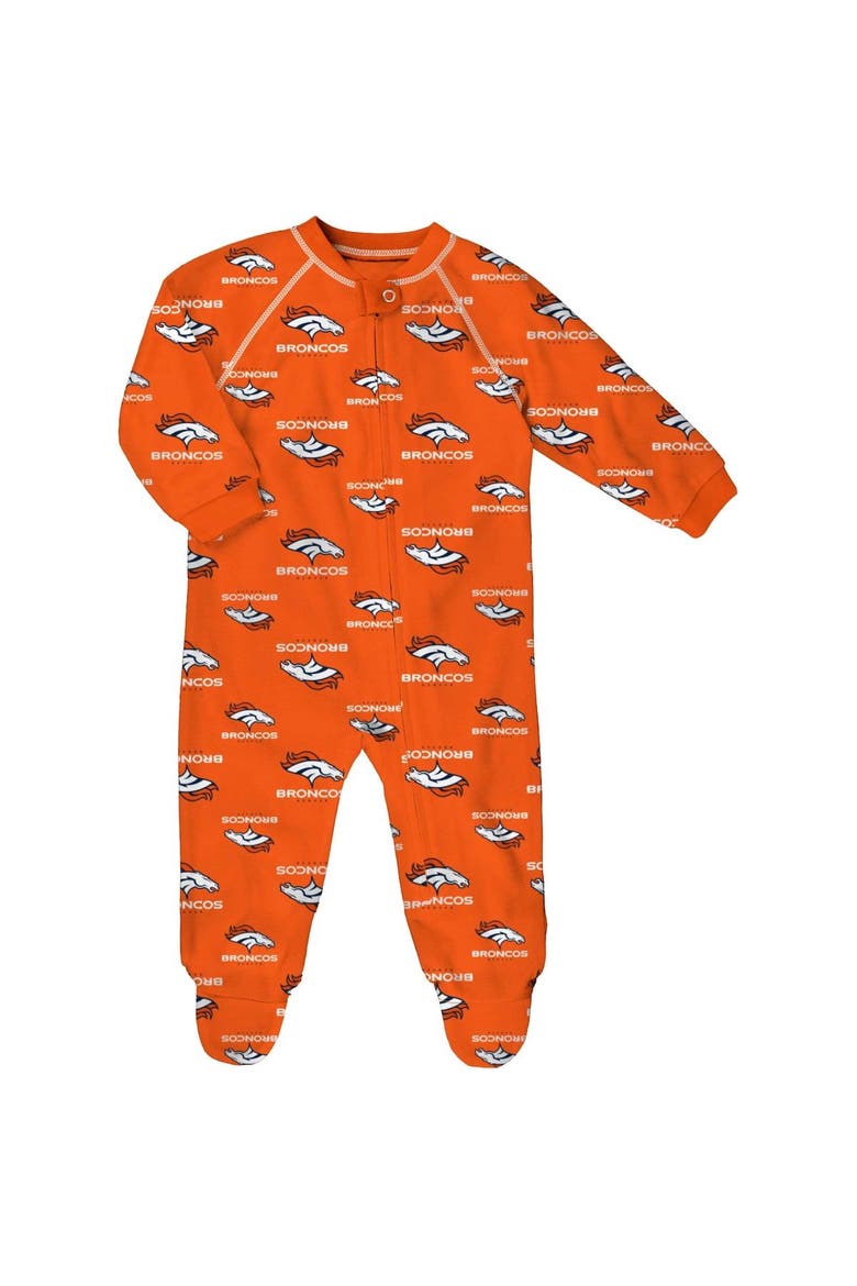 Newborn Orange Denver Broncos Allover Print Raglan Full-Zip Jumper, Main, color, Orange