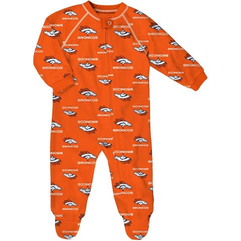 Newborn Orange Denver Broncos Allover Print Raglan Full-Zip Jumper
