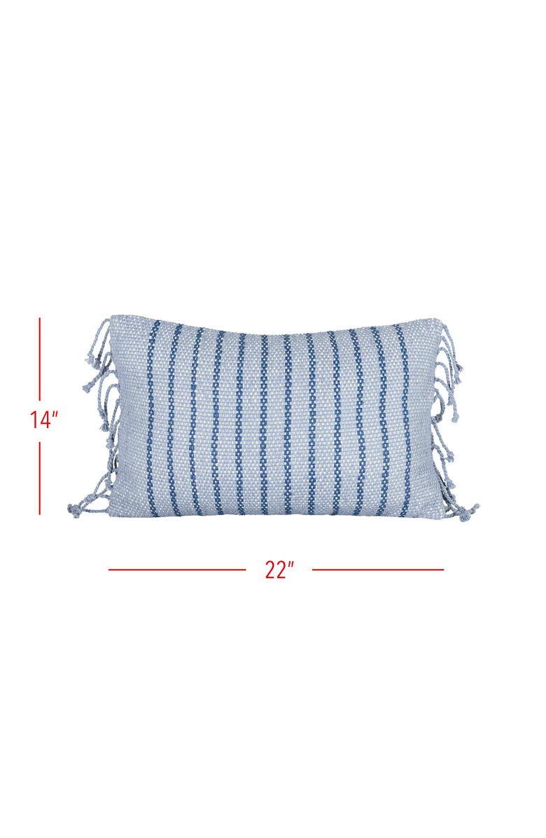 Foreside Home and Garden Handwoven Blue Striped Filled Lumbar Pillow, 14" x 22", Alternate, color, Blue