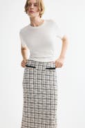 H&M Bouclé-knit Skirt With Fringe