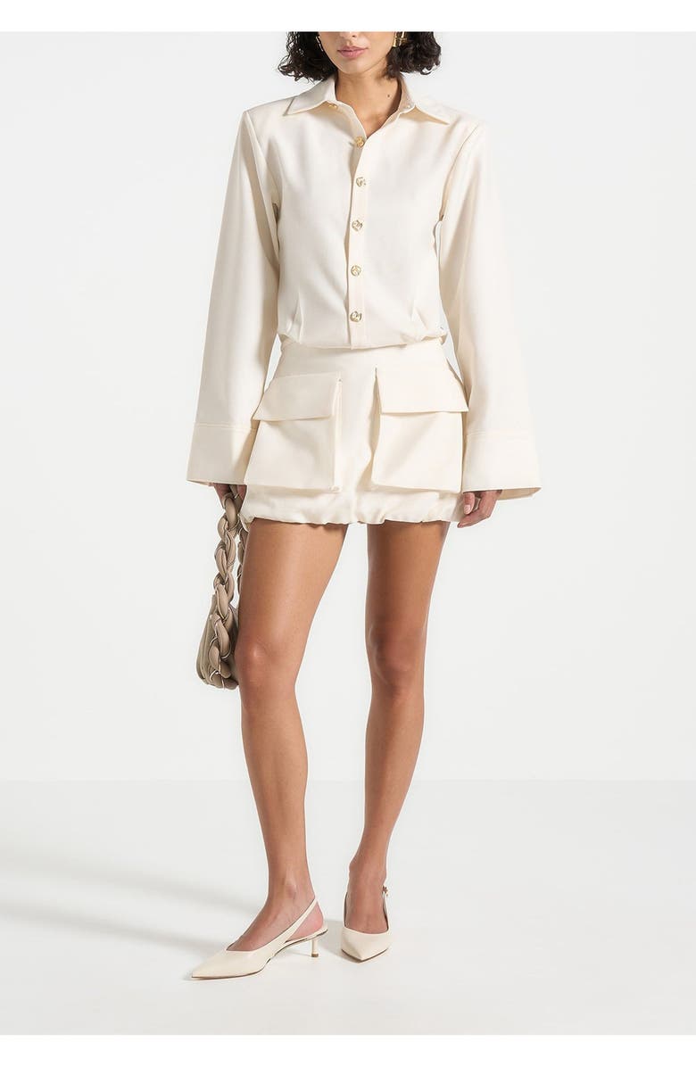 Manière De Voir Laure Cargo Shirt Mini Dress, Main, color, Cream