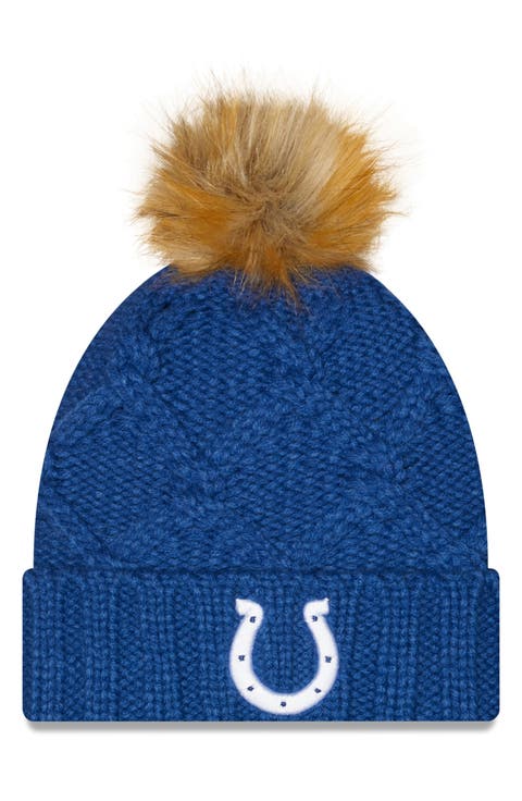 Women's New Era Royal Indianapolis Colts Luxe Cuffed Knit Hat with Pom