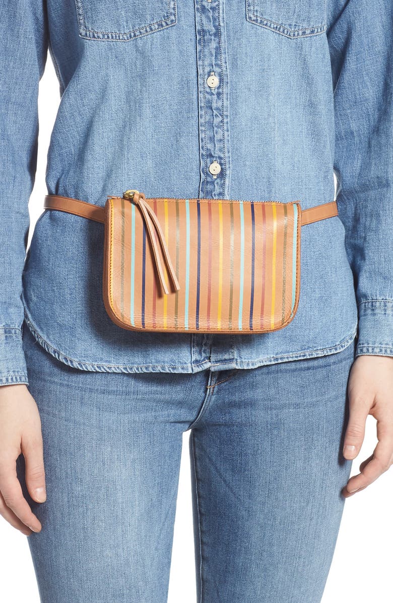 Madewell The Simple Rainbow Stripe Pouch Belt Bag, Alternate, color,
