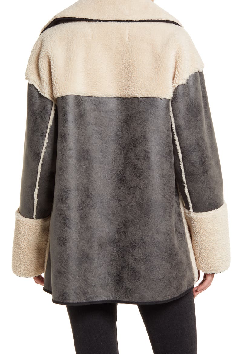 Mixed Media Faux Suede Coat, Alternate, color, GREY TORNADO