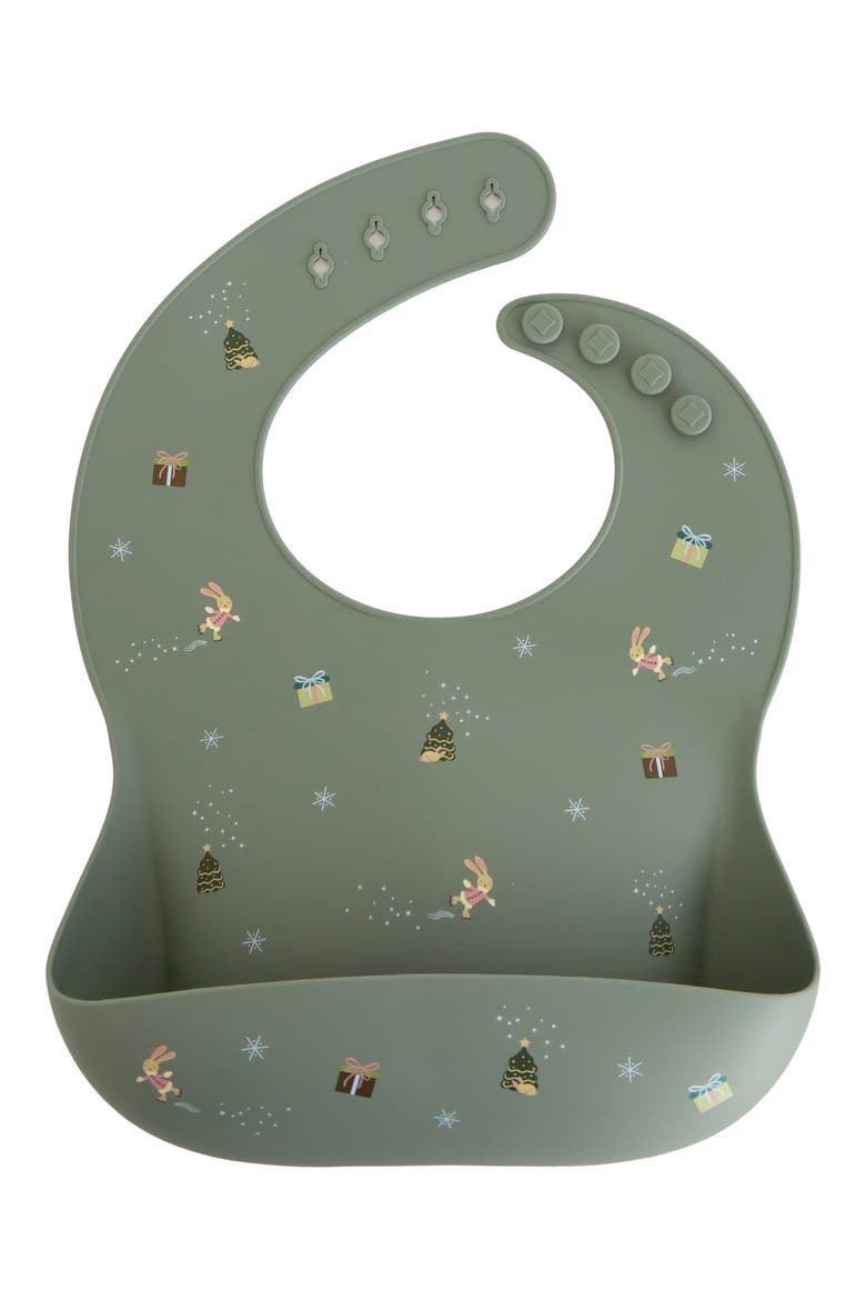 Christmas Bunny Silicone Bib, Main, color, CHRISTMAS BUNNY